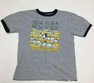 Disney Store Mickey Mouse New York Boys T-shirt Size L 10 12 Gray Ringer Tee B