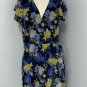 Banana Republic Womens Floral Ruffle Wrap Dress Blue Size 14 Short Sleeve