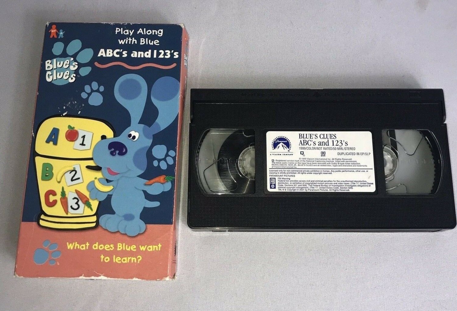 Blue's Clues Play Along ABC's And 123's VHS Video Tape 1999