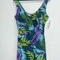 Le Cove Womens Floral Swim Dress Plus Size 18 18W Black Purple Blue Green Tank