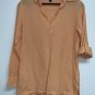 Brooks Brothers Womens Orange Top SZ S 100% Linen Popover Shirt Roll Tab Sleeve