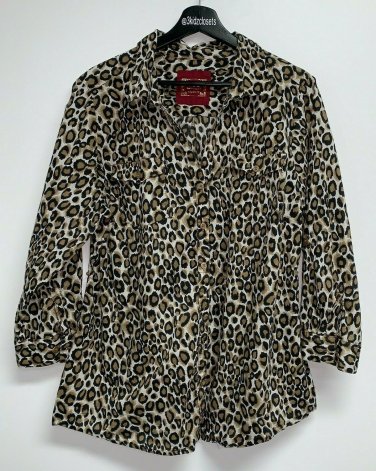 Cato Womens Leopard Print Blouse Plus Size 18 20 Button Front Top Shirt Animal