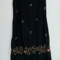 Venezia Womens Linen Blend Skirt Plus Size 14 16 Black Embroidered Flowers