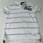 Abercrombie Kids Boys Short Sleeve Polo Shirt Size L White Blue Striped Cotton