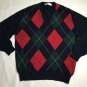 Cashmere Argyle Sweater Mens Size 44 Scotland Navy Blue Green Red Flaws V-Neck