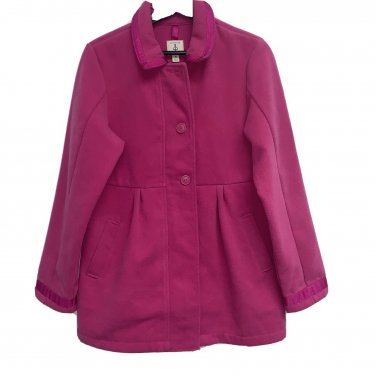 Lands End Girls Button Front Pea Coat Jacket Size 16 XL Hot Pink Fuchsia Winter