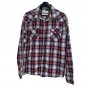 Ditch Plains Mens Western Pearl Snap Shirt  XL Roll Tab Sleeve Red Blue Plaid