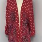 Wonderly Womens Cardigan Top SZ M Red Geometric Open Front Boho Kimono Festival