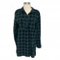 Mittoshop Womens Long Sleeve Plaid Shirt Dress Tunic Size L Green Black Blue