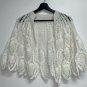 Vintage Girls Handmade Crochet Sweater Poncho Shawl Cape White Button