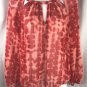 Jennifer Lopez Womens Blouse Top Red Size Small Sheer Long Sleeve Shirt