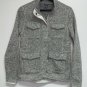 Eddie Bauer Womens Sweatshirt Size XS White Black Marled Zip Up Snap Jacket Coat
