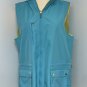 Womens Chaps Rain Wind Hooded Reversible Vest Jacket Size L Blue Yellow Boating