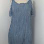 Elan Pocket Denim Womens Shift Dress Size M Cold Shoulder Frayed Hems Blue