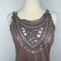 Parasuco Denim Legend Womens Sleeveless Tank Top Size XS Beaded Ruched Smocked