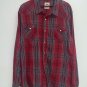 Levis Mens  Standard Fit Long Sleeve Western Pearl Snap Shirt Size XXL Red Plaid