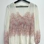 Lucky Brand Womens Peasant Top Size XS Pink Off White Lavender Boho Blouse Shirt