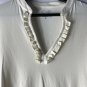 Vineyard Vines Womens Ruffled Top Size M Long Sleeve Ivory Shirt Flaws V-neck
