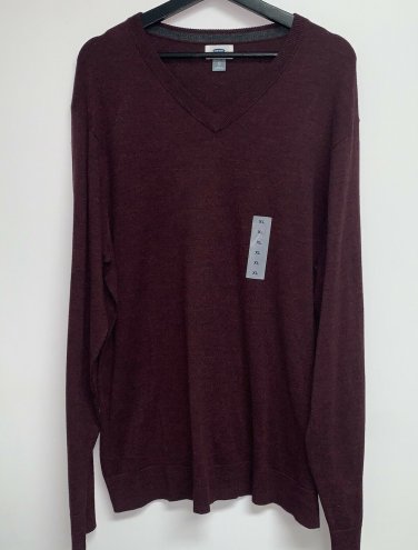 Old Navy Mens Pullover Sweater Size XL V-neck Cotton Blend Burgundy NWOT