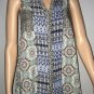Umgee Womens Sleeveless Button Front Top Size Small Blue Green Print Shirt