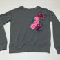 Hollister Womens Embroidered Flowers Sweatshirt Size XS Gray Pink
