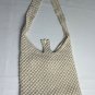 Boho Crochet Knit Macrame Woven Beige Shoulder Bag Crossbody Hippie Wood Button