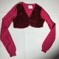 Justice Girls Dark Pink Cropped Shrug Sequins Long Sleeve Size 16 18 Bolero