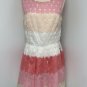 Betsey Johnson Womens Embroidered Teardrop Tea Dress SZ 12 Pink White Sleeveless