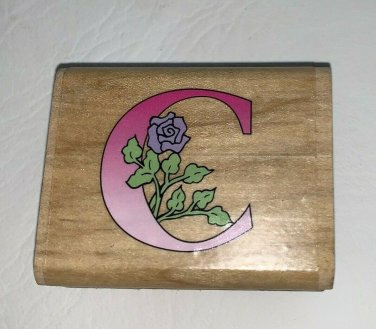 Noteworthy Initial "C"  Rubber Stamp Craft Rose 1994