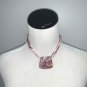 Birch Hill Womens Pink Silver Choker Necklace Earrings Set Chain Ribbon