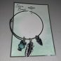 Fashion Jewelry Charm Bangle Bracelet Owl Feather Silver Adjustable New
