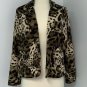 Investments Petites Womens Leopard Print Blazer Jacket Sz 6 P Open Front Career
