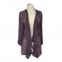 Daniel Rainn Womens Open Front Sheer Kimono Cardigan SZ L Purple Black Textured