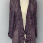 Daniel Rainn Womens Open Front Sheer Kimono Cardigan SZ L Purple Black Textured