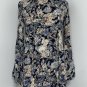 Rossmore Womens Dress Size Small Navy Blue Tan Floral Bell Sleeve Flare