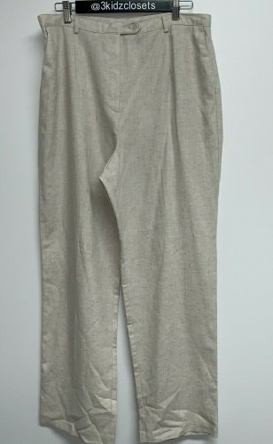 Sag Harbor Womens Plus Size Linen Blend Pants 18 Beige Career Casual High Waist