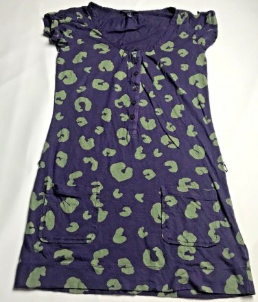 American Eagle Knit Tunic Top Shirt  Womens Size XS Purple Green Button Front
