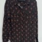 Something Navy Womens Brown Ganache Bohemian Button Down Shirt Floral Top S