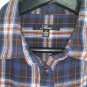 Mavi Womens Stud Button Front Shirt Size S Blue Orange Pink Plaid Long Sleeve