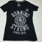 Nike Athletic Dept Womens T-shirt Running Strong SZ M Black Gray Slim Fit V-neck