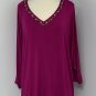 Lane Bryant Womens V-neck Gems Top Plus Size 18 20 Fuchsia Pink Shirt Batwing