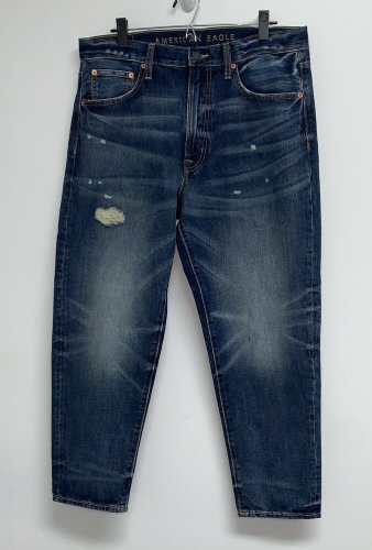American Eagle Original Taper Mens Denim Blue Jeans  33 W x 28 L Distressed