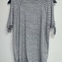 Gap Womens  Short Sleeve Cold Shoulder Stretch Top Size S White Black Geometric