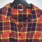 Fossil Womens Button Up Plaid Flannel Shirt Size XS Purple Orange Gold Roll Tab