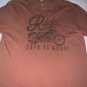 Life Is Good Ride On Mens Graphic Motorcycle T-shirt Size S Rust Orange Tee
