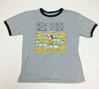Disney Store Mickey Mouse New York Boys T-shirt Size L 10 12 Gray Graphic Tee A