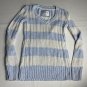 Justice Girls White Blue Striped Sparkle Pullover Sweater Size 14 V-neck