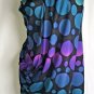 Diane Von Furstenberg One Shoulder Wrap Top Womens Size 2 Black Blue Purple Silk