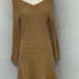 Hayden LA Womens Cold Shoulder Hi Low Sweater Dress Size M Gold Fringe Hem Boho
