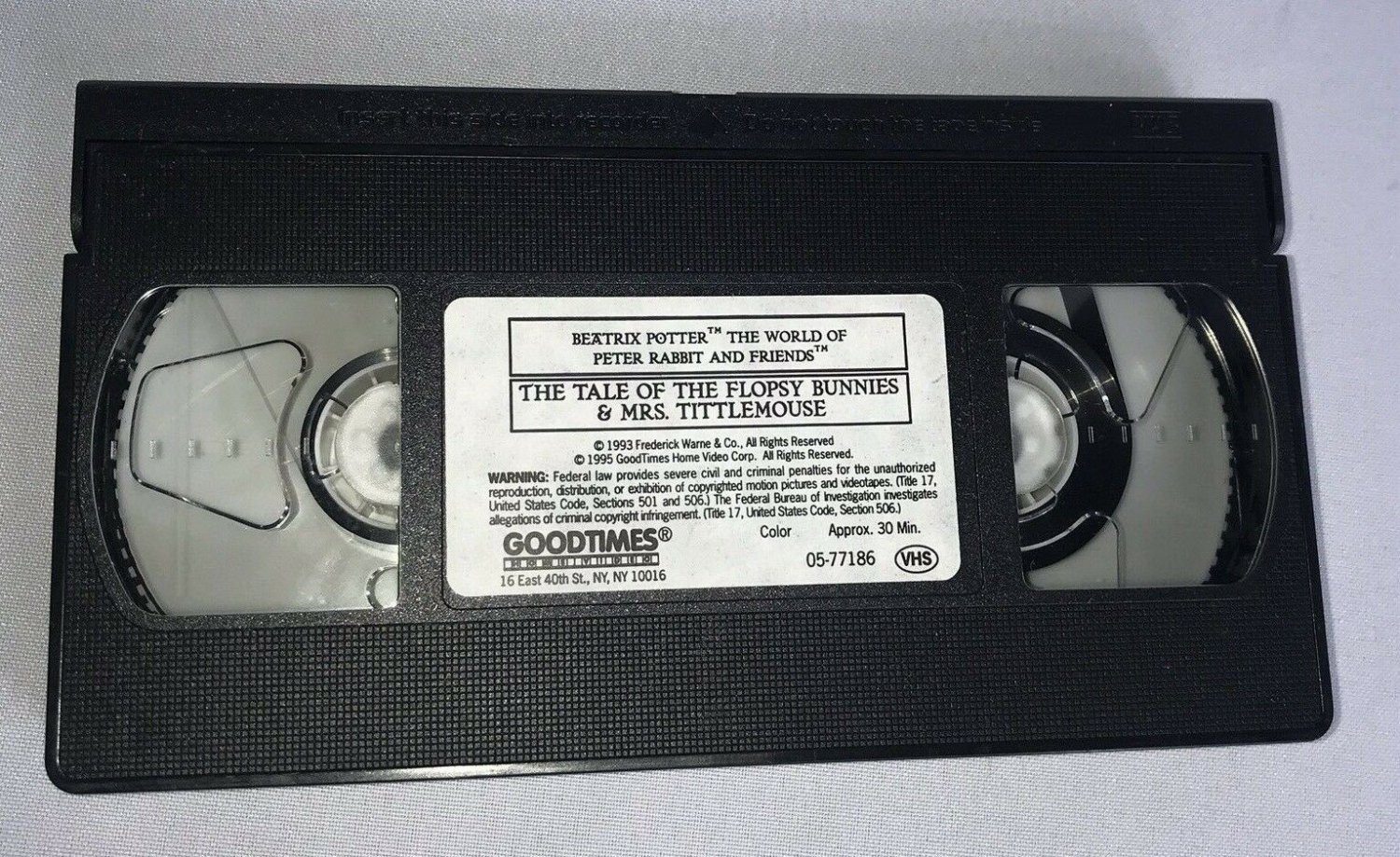 Peter Rabbit The Tale of The Flopsy Bunnies Mrs Tittlemouse VHS Video Tape